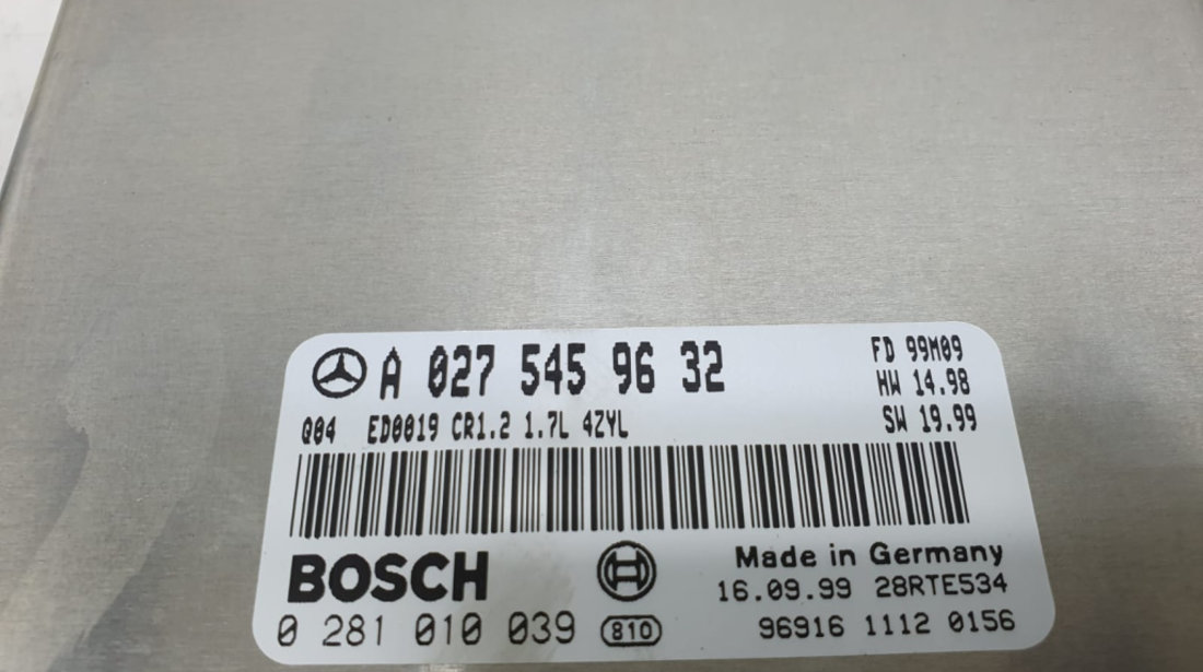 Calculator motor ecu a0275459632 1.7 cdi OM668 Mercedes-Benz A-Class W168 [1997 - 2001]