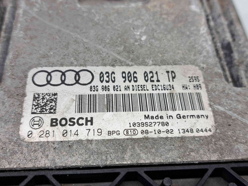 Calculator motor ECU Audi A3 (8P1) [Fabr 2003-2012] 03G906021TP 0281014719 1.9 TDI BXE 77KW / 105CP ...