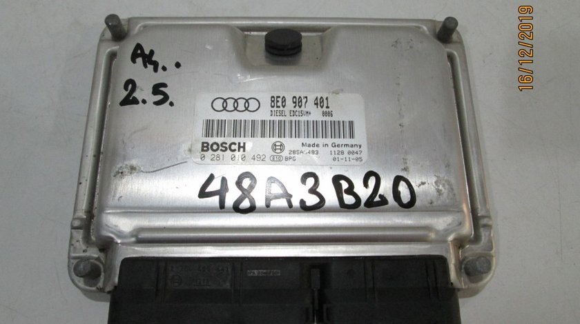 Calculator motor / ecu Audi A4 an 2000 2001 2002 2003 2004 2005 cod 8E0907401 2.5 TDI