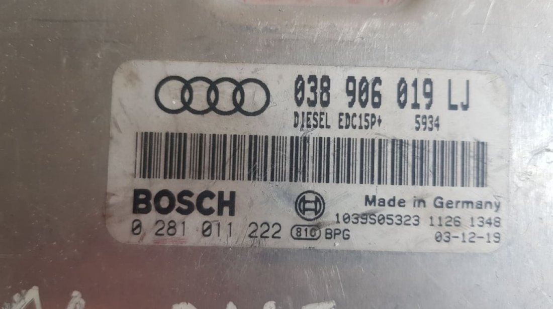 Calculator motor Ecu Audi A4 B6 1.9TDi automat 038906019LJ