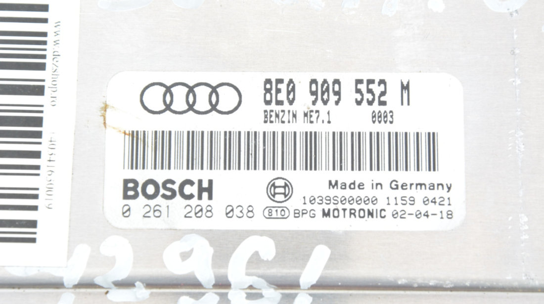 Calculator Motor / ECU Audi A4 B6 (8E) 2000 - 2004 Benzina 8e0909552m, 0261208038