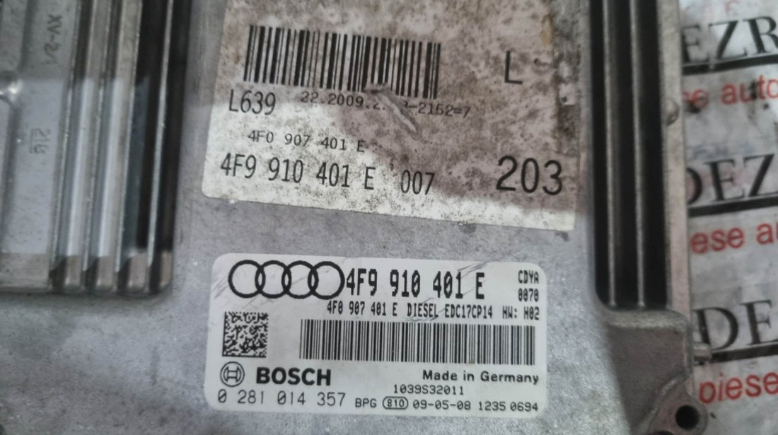 Calculator motor / ECU Audi A6 C6 Facelift 3.0 TDI quattro 239 cai motor CDYA cod piesa : 4F9910401E