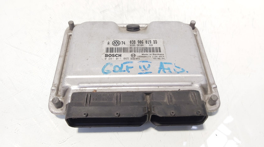 Calculator motor Ecu Bosch, cod 038906019DD, 0281011065, VW Golf 4 (1J1), 1.9 TDI, ATD (id:644918)