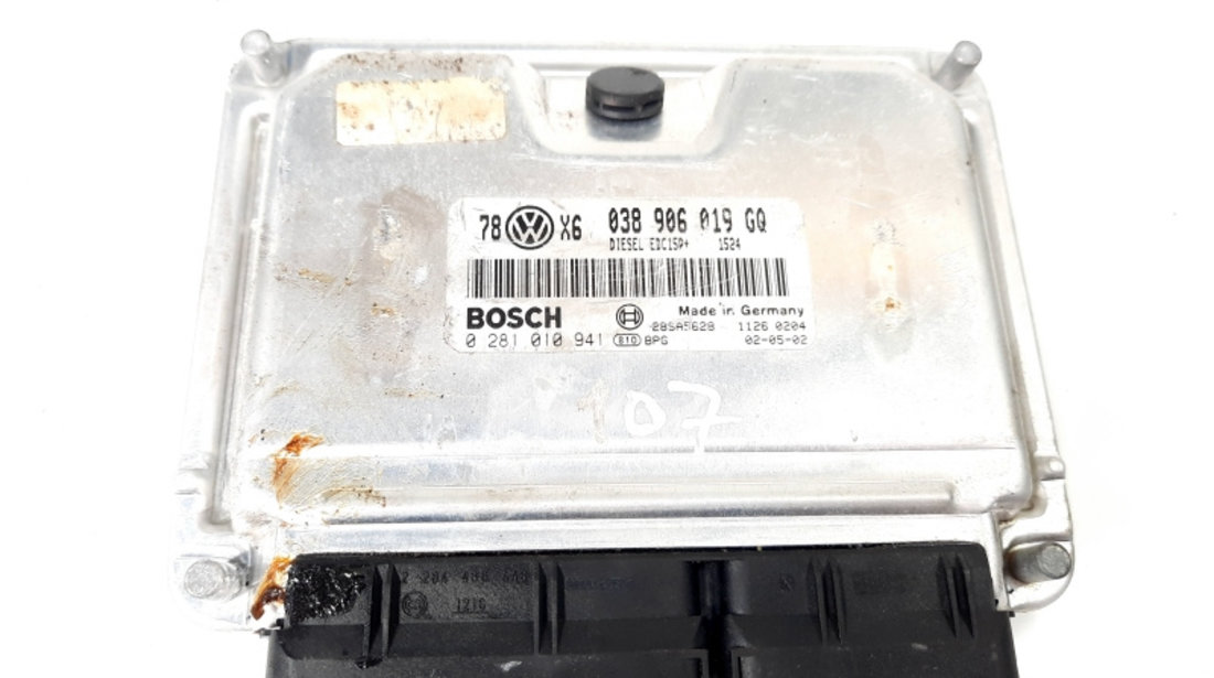 Calculator motor ECU Bosch, cod 038906019GQ, 0281010941, Vw Passat Variant (3B6), 1.9 TDI, AVF (id:439943)