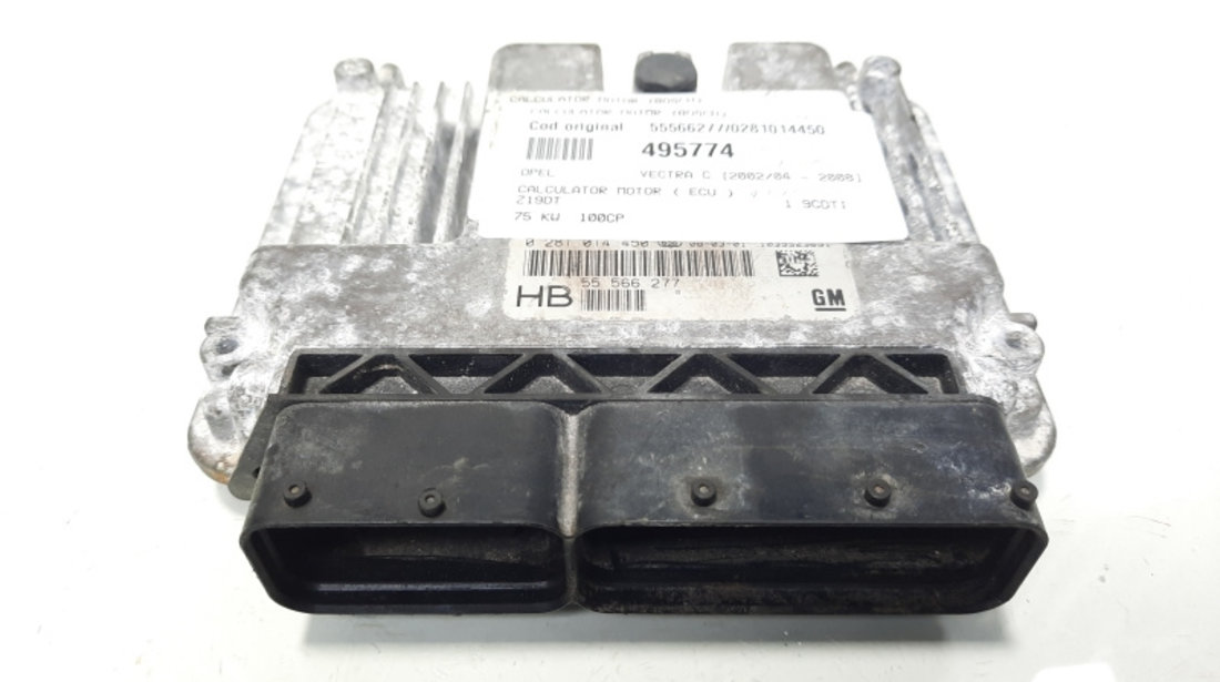 Calculator motor ECU Bosch, cod 55566277, 0281014450, Saab 9-3 II (YS3F), 1.9 TID, Z19DT (idi:495774)