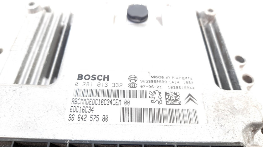 Calculator motor ECU Bosch, cod 9653958980, 0281013332, Peugeot 206 CC, 1.6 HDI, 9HZ (idi:538671)