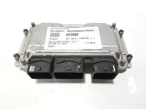 Calculator motor ECU Bosch, cod 9657499880, 0261206943, Peugeot 207 (WA), 1.6 benz, NFU (idi:483082)