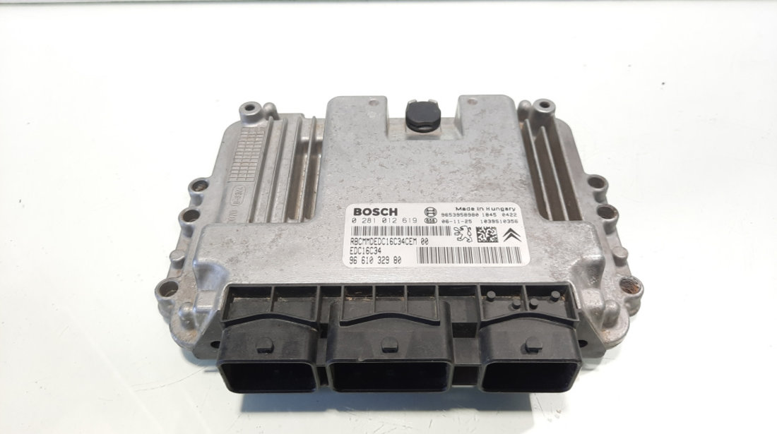 Calculator motor ECU Bosch, cod 9661032980, 0281012619, Peugeot 307, 1.6 HDI, 9HX (idi:130124)