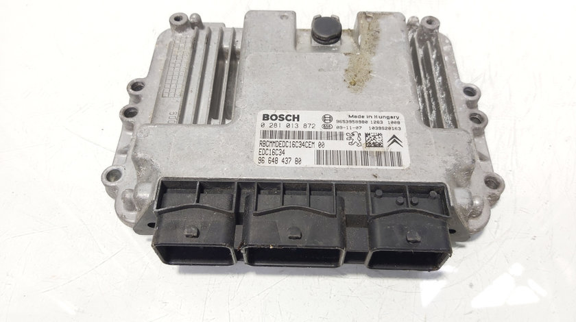 Calculator motor ECU Bosch, cod 9664843780, 0281013872, Peugeot 308, 1.6 HDI, 9H01 (id:648001)