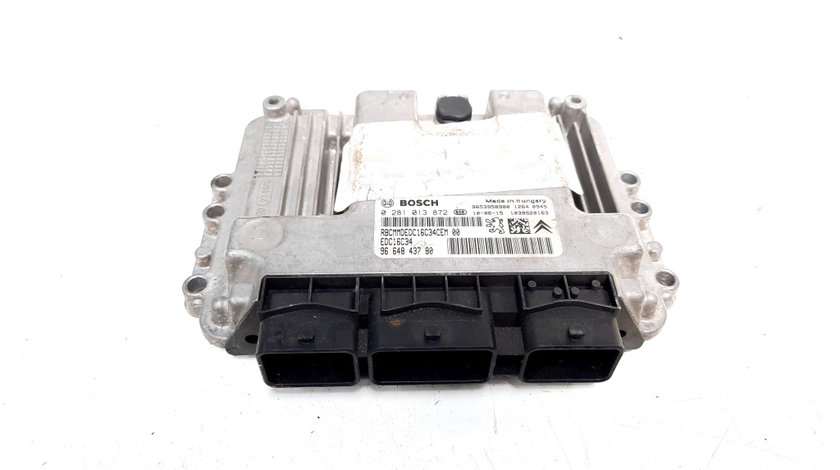 Calculator motor ECU Bosch, cod 9664843780, 0281013872, Citroen C3 (I), 1.6 HDI, 9HZ (idi:538390)