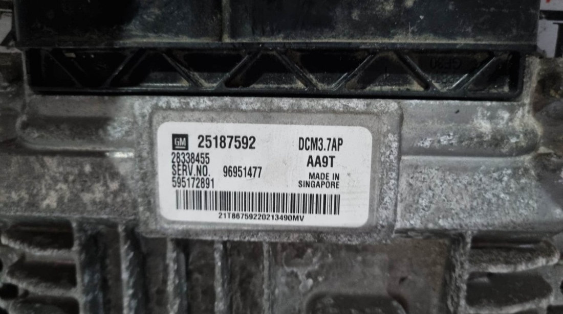 Calculator motor / ECU Chevrolet Cruze 2.0 VCDi 163 cai euro 5 cod piesa : 25187592