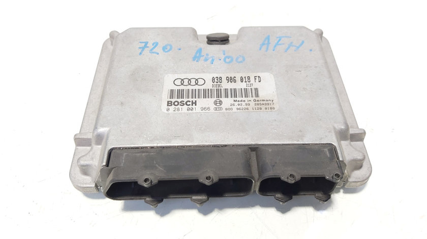 Calculator motor Ecu, cod 038906018FD, 0281001966, Audi A4 (8E2, B6), 1.9 TDI, AFN (id:644922)