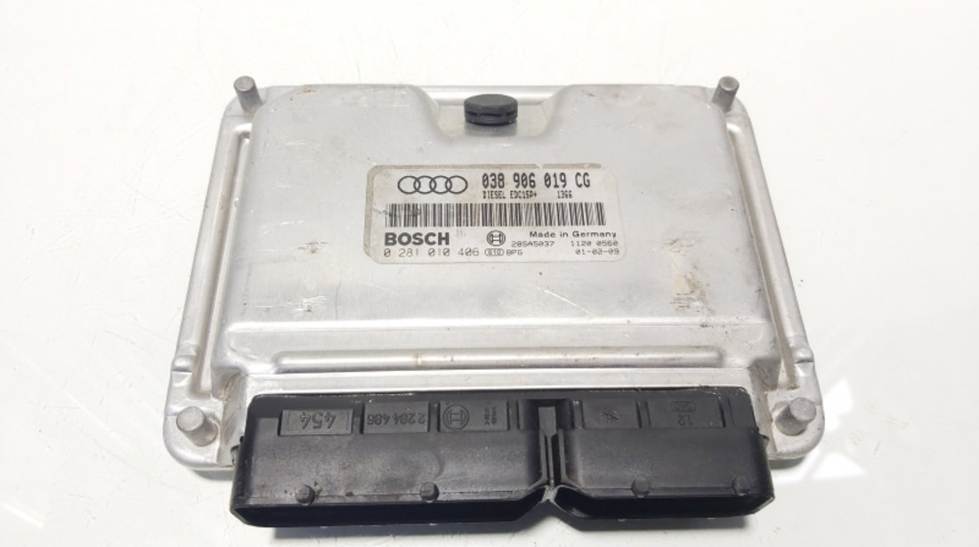 Calculator motor ECU, cod 038906019CG, 0281010406, Audi A4 (8E2, B6) 1.9 TDI, AWX (id:631447)