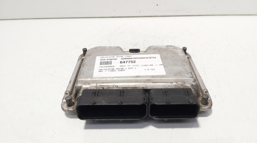 Calculator motor ECU, cod 038906019FE, 0281010744, Vw Golf 4 (1J1), 1.9 TDI, ARL (id:647752)