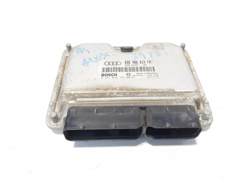 Calculator motor ECU, cod 038906019FP, 0281010729, Audi A4 (8E2, B6) 1.9 TDI, AWX (id:644900)