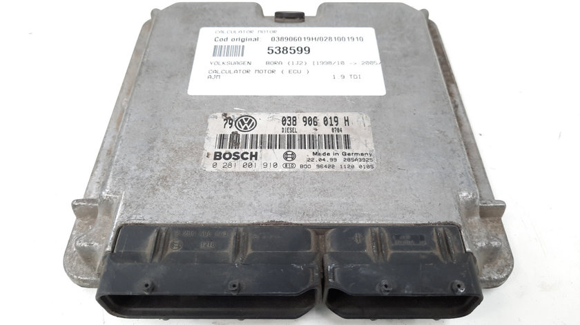 Calculator motor ECU, cod 038906019H, 0281001910, Audi A4 (8D2, B5), 1.9 TDI, AJM (idi:538599)