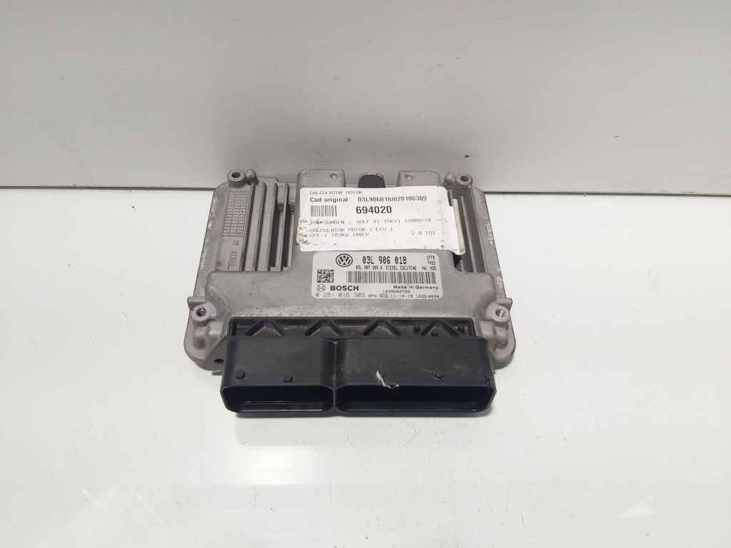 Calculator motor ECU, cod 03L906018, 028106309, Vw Golf 6 (5K1) 2.0 TDI, CFF (id:694020)