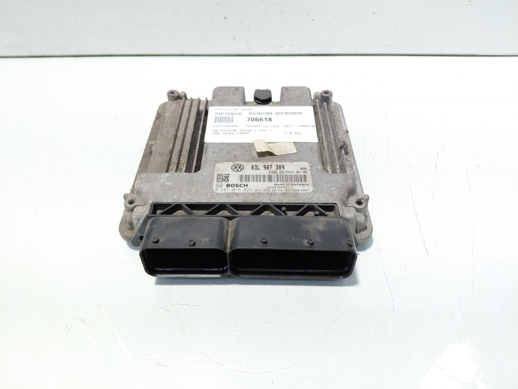 Calculator motor ECU, cod 03L907309, 0281015029, Vw Passat Variant (3C5) 2.0 TDI, CBA (id:706618)