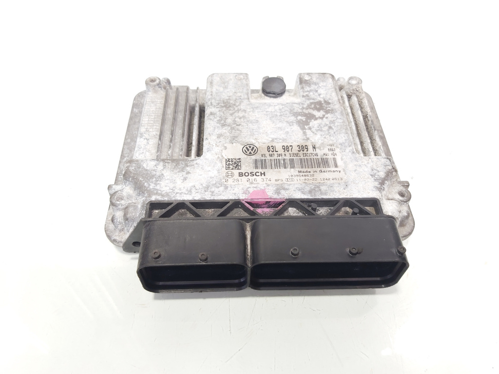 Calculator motor Ecu, cod 03L907309N, 0281016374, VW Passat (362), 2.0 TDI, CFF (id:692626)