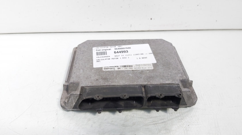 Calculator motor ECU, cod 06A906019AK, Vw Golf 4 (1J1), 1.6 benz, AKL (id:644993)