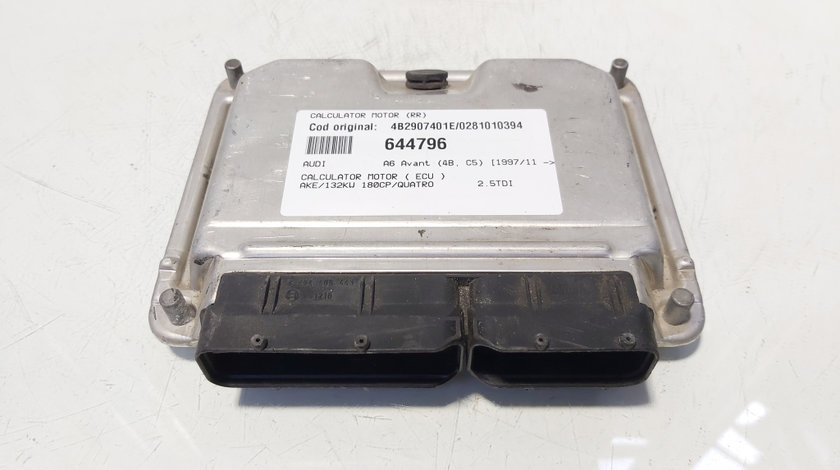 Calculator motor Ecu, cod 4B2907401E, 0281010394, Audi A6 Avant (4B5, C5), 2.5 TDI, AKE (id:644796)