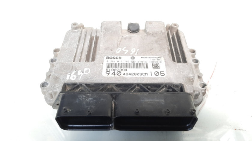 Calculator motor ECU, cod 51902994, 0281017785, Alfa Romeo Giulietta (940), 1.6 JTDM, 940A3000 (id:605663)