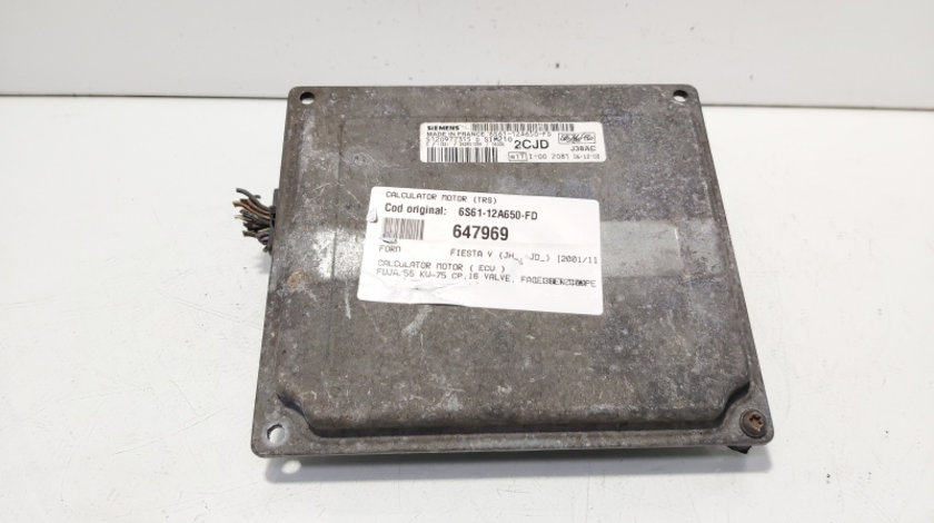 Calculator motor ECU, cod 6S61-12A650-FD, Ford Fiesta 5, 1.3 16v benz, FUJA (id:647969)