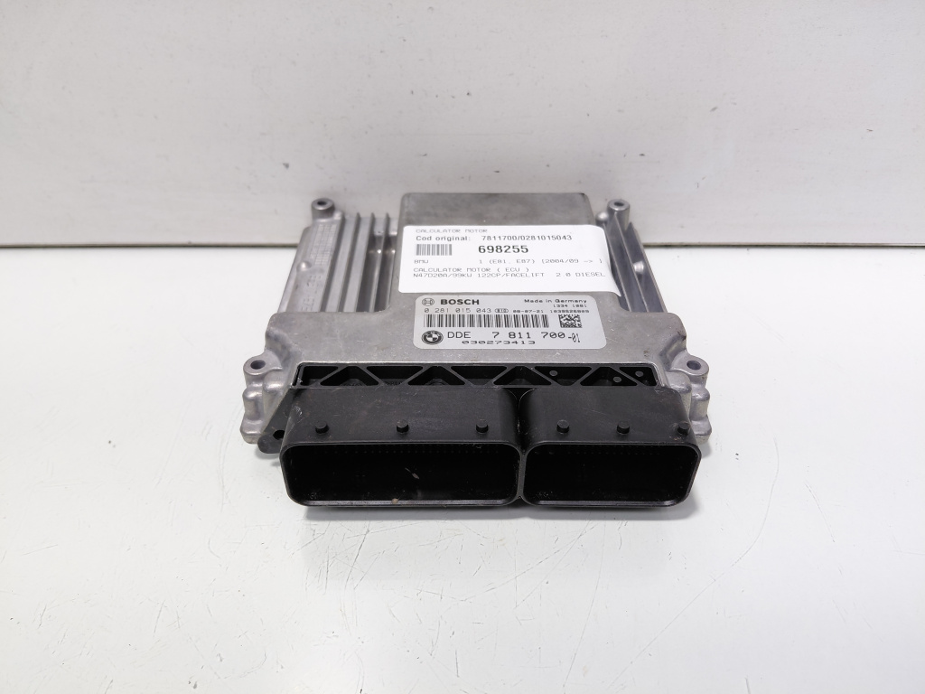 Calculator motor ECU, cod 7811700, 0281015043, Bmw 1 (E81, E87), 2.0 diesel, N47D202A (id:698255)