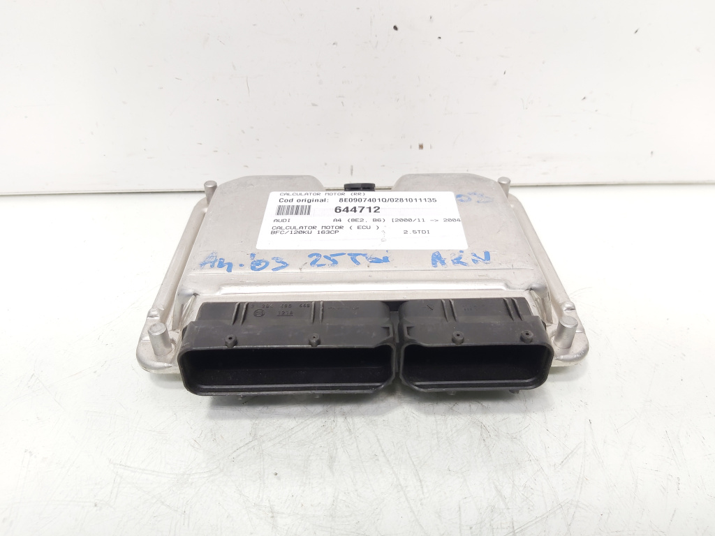 Calculator motor Ecu, cod 8E0907401Q, 0281011135, Audi A4 (8E2, B6), 2.5 TDI, BFC (id:644712)