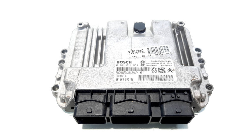 Calculator motor ECU, cod 9653958980, 0281011634, Peugeot 308 CC, 1.6 HDI, 9HZ (idi:550020)