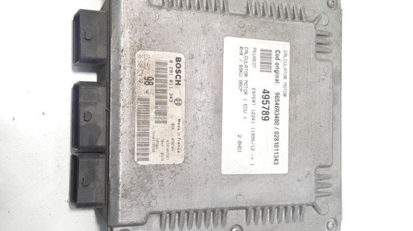 Calculator motor ECU, cod 9654693480, 0281011343, Citroen Jumpy (I), 2.0 HDI, RHX (idi:495789)