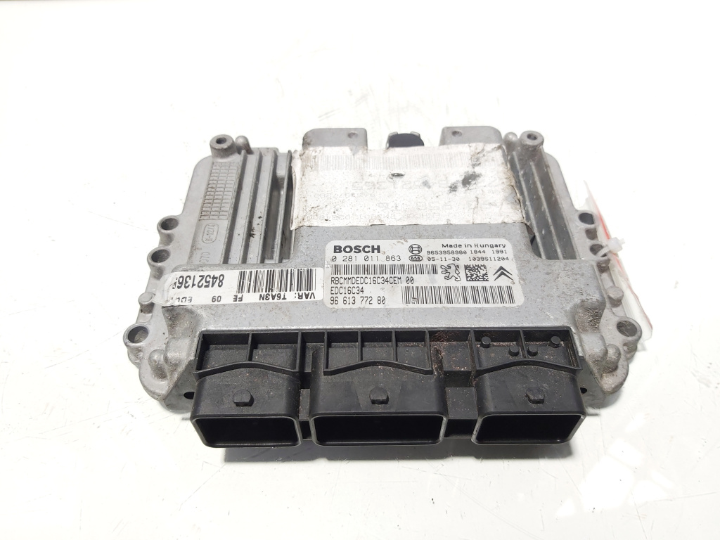 Calculator motor ECU, cod 9661377280, 0281011863, Peugeot 307, 1.6 HDI, 9HX (id:647733)