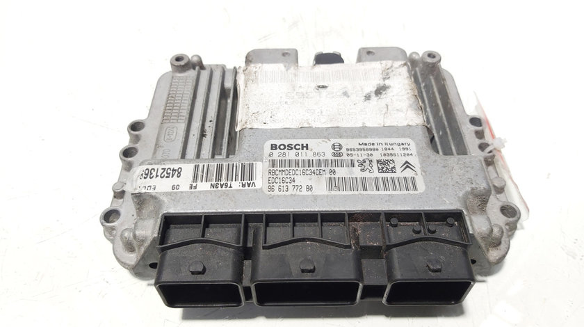 Calculator motor ECU, cod 9661377280, 0281011863, Peugeot 307, 1.6 HDI, 9HX (id:647733)