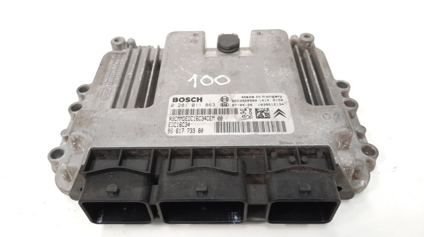 Calculator motor ECU, cod 9661773380, 0281011863, Citroen Xsara Picasso, 1.6 HDI, 9HX (idi:408281)