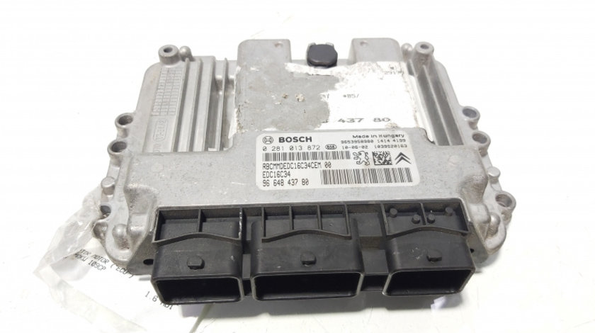 Calculator motor ECU, cod 9664843780, 0281013872, Peugeot 307 Break, 1.6 HDI, 9HX (idi:364614)