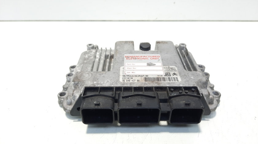 Calculator motor ECU, cod 9664843780, 0281013872, Citroen C4 (I) 1.6 HDI, 9HX (idi:612715)