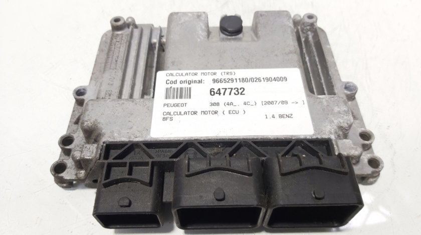 Calculator motor ECU, cod 9665291180, 0261904009, Peugeot 207 (WA), 1.4 benz, 8FS (idi:647732)