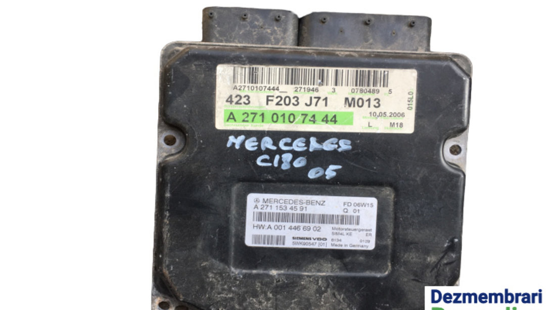 Calculator motor ECU Cod: A2711534591 A2710107444 Mercedes-Benz C-Class W203/S203/CL203 [2000 - 2004] wagon 5-usi C 200 Kompressor AT (163 hp)