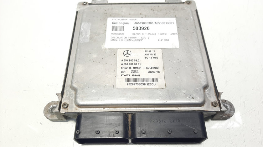 Calculator motor ECU, cod A6519005301, A6519013301, Mercedes Clasa E (W212), 2.2 CDI, OM651924 (idi:503926)