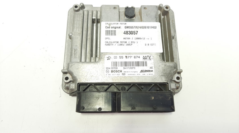 Calculator motor ECU, cod GM55577674, 0281017452, Opel Astra J, 2.0 CDTI, A20DTH (id:483057)