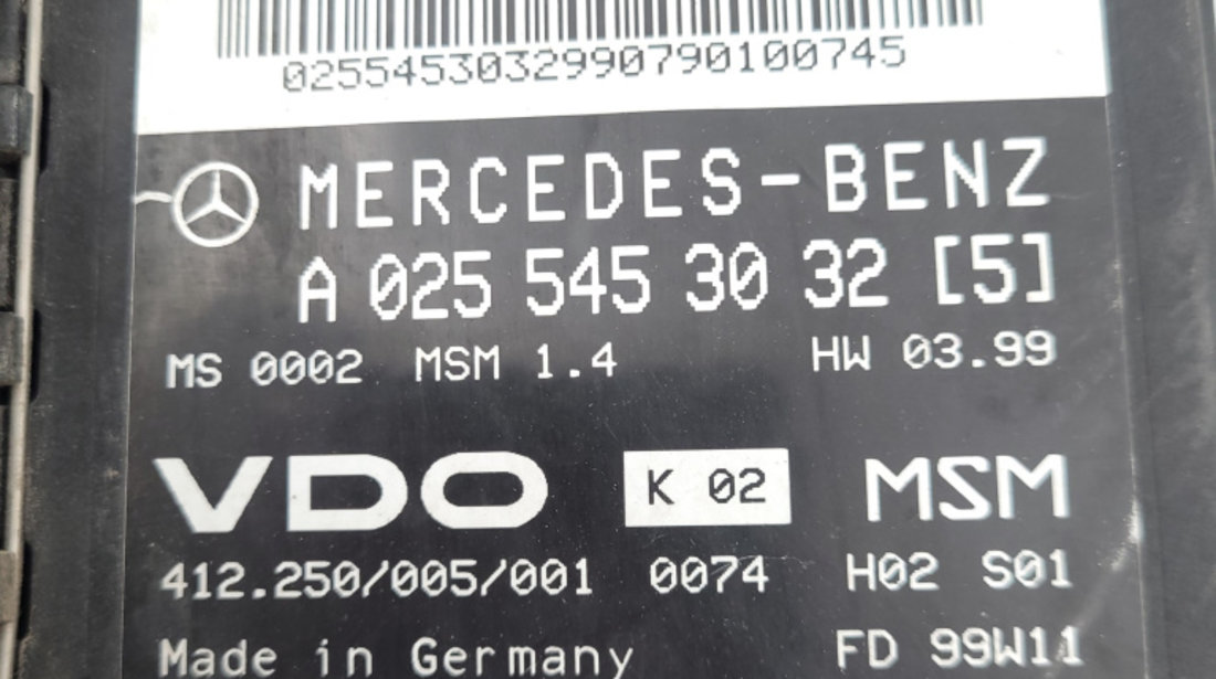 Calculator Motor / ECU Mercedes-Benz A-CLASS (W168) 1997 - 2004 Benzina A02554530325, 02554530325, 412250005001, FD99W11, A1661401500