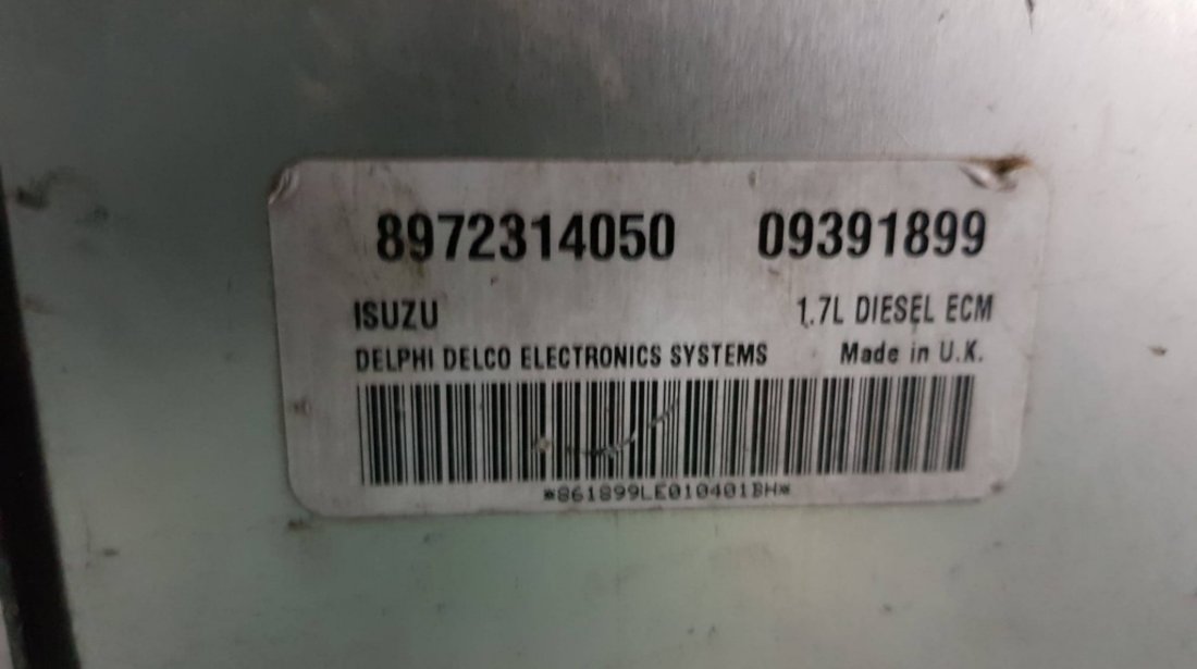 Calculator motor ECU Opel Astra G 1.7 dti 09391899