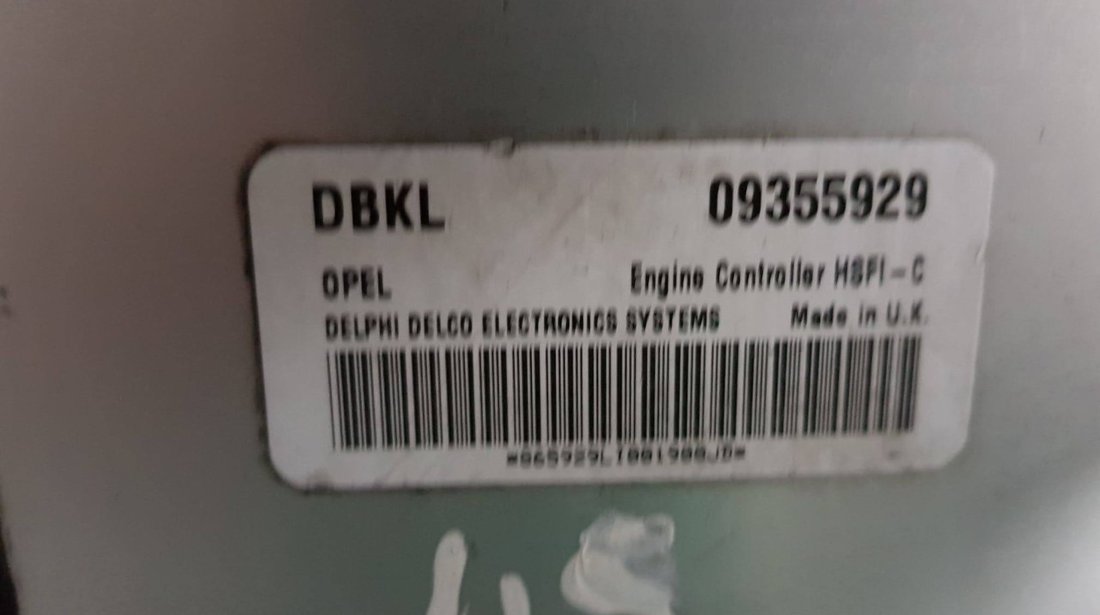 Calculator motor Ecu Opel Zafira 1.6 16v 09355929