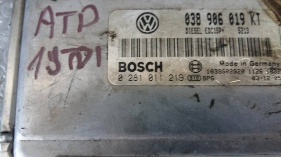 Calculator motor ecu seat cordoba 1.9 tdi 038906019kt