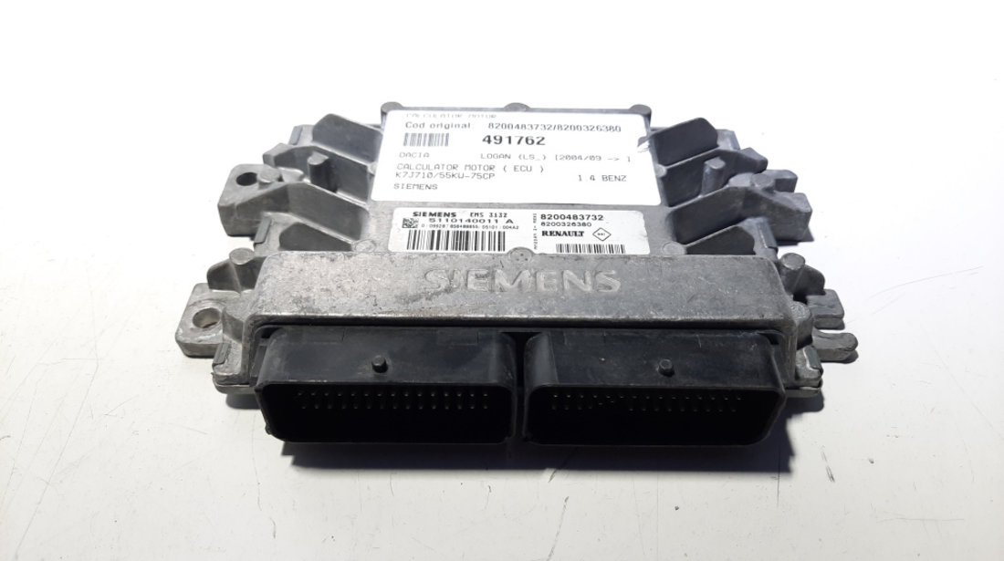 Calculator motor ECU Siemens, cod 8200483732, 8200326380, Dacia Logan (LS), 1.4 benz, K7J710 (idi:491762)