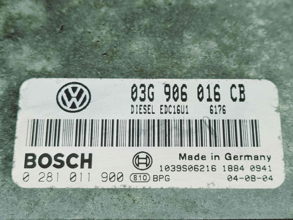 Calculator motor ECU Volkswagen Golf 5 (1K1) [Fabr 2004-2008] 03G906016CB 0281011900 1.9 TDI BKC 77KW / 105CP 1.9 TDI BKC 77KW / 105CP