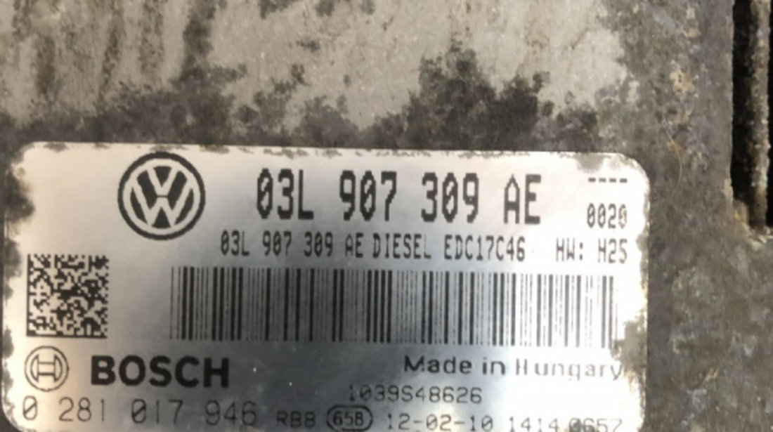 Calculator motor ecu Volkswagen Passat B7 Variant 2.0 TDI DSG Automat, 170cp sedan 2012 (03L907309AE)