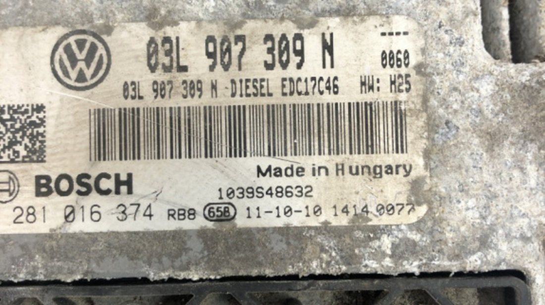 Calculator motor ecu Volkswagen Passat B7 Variant 2.0 TDI DSG 170cp sedan 2012 (03L907309N)