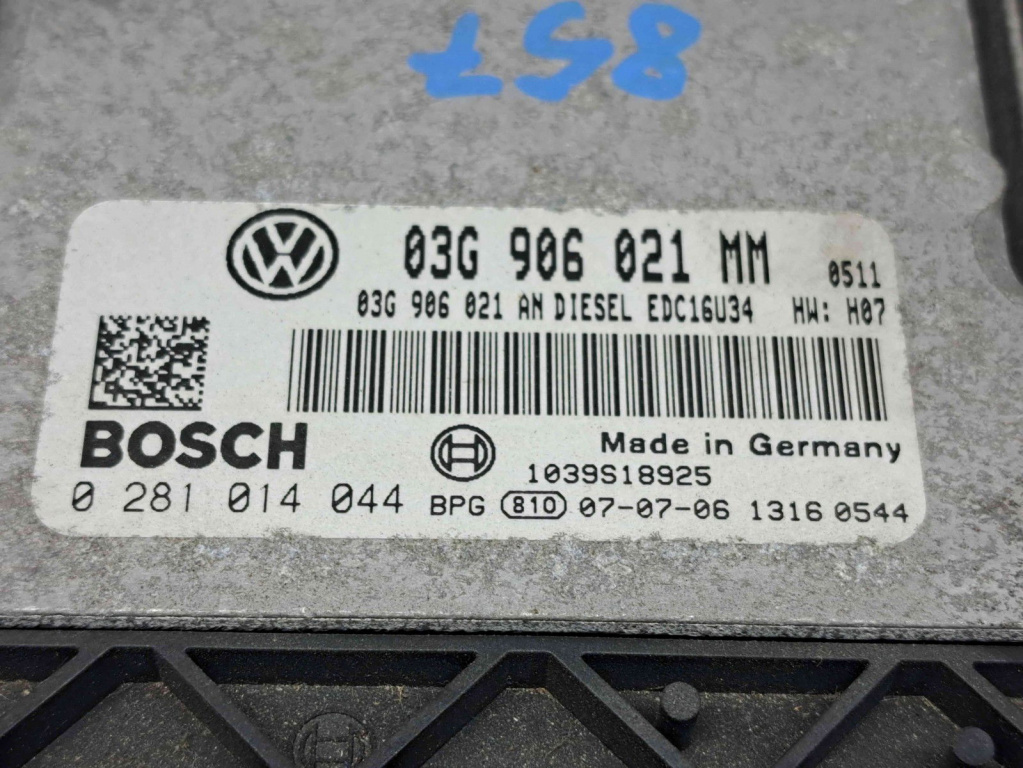 Calculator motor ECU Volkswagen Touran (1T1, 1T2) [Fabr 2003-2010] 03G906021MM 0281014044 1.9 TDI BXE 77KW / 105CP 1.9 TDI BXE 77KW / 105CP