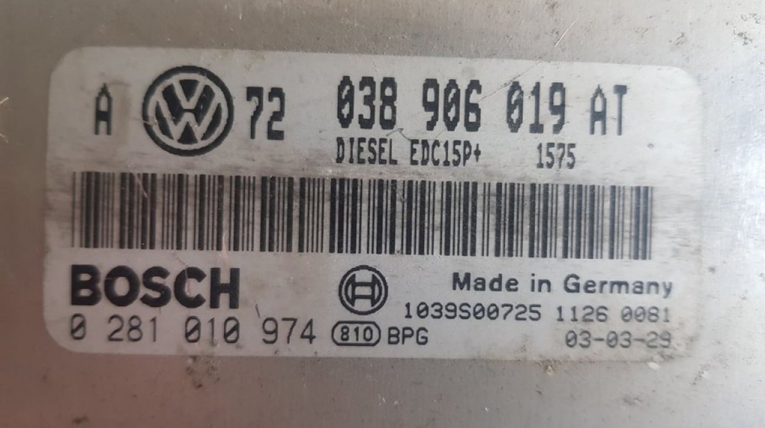 Calculator motor Ecu VW Bora 1.9TDi AXR 038906019at